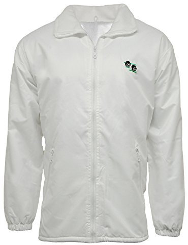 Country Terrain White Fleece Lined Bowling Jacket Part of The Collection Full Zip Hooded Coat Warm Thermal Lining Bowls Lawn Green Sport Hood Outdoor Top with Black Logo Waterproof