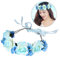 Künstliche Haar Bands Simulation Rose Stirnband Hairstlye Zubehör für Party Hochzeit Engagement Feier (blau)