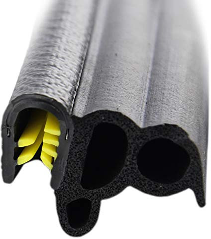SMI-Dichtungsprofil DS3 für 1-4mm PVC mit Stahleinlage/EPDM Moosgummi selbstklemmend ohne Kleber - Kantenschutz mit Dichtung seitlich, Kantenschutzdichtprofil für Auto, Kofferraum (10 m)