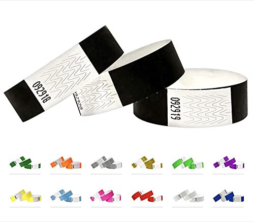 1000 Eintrittsbänder aus Tyvek - Party Einlassbänder, Securebänder, Festival Armbänder, Kontrollbänder für dein Event (Black, 1000 Pack)