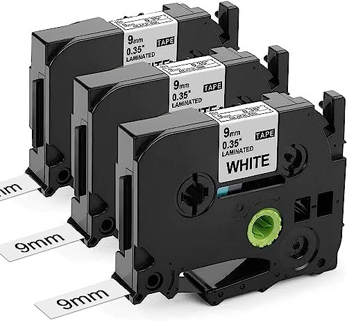 Suminey kompatible Schriftband als Ersatz für Brother P-touch bänder 9mm TZe-221 TZe221 TZe TZ AZe Tape 9mm x 8m Schwarz auf Weiß für Brother P Touch PT-D400 1010 1005 1000 H108 H105 H101T, 3x