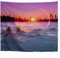 A.Monamour Wandteppiche Winter Sonnenuntergang Weißen Schnee Berg Wald Natur Landschaft Bild Bedruckten Stoff Wandbehang Gobelin Wandbild Vorhang Wand Wanddekor Für Schlafzimmer Wohnzimmer 180x230cm