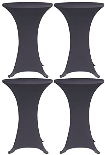 vidaXL 4X Stretch Tischhusse Husse Hussen Tisch Bistrotisch Stehtisch Stehtischhusse Stehtischhussen Tischhussen Tischdecke 80cm Anthrazit