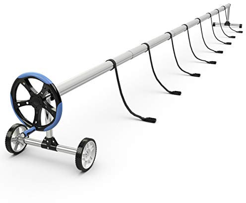 COSTWAY Pool Aufroller 1,3-5,5m, Aufrollvorrichtung fahrbar, Solarfolie Stange Inkl. Befestigungsbänder, Poolabdeckung Aufroller Edelstahl, Aufrollsystem