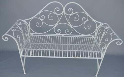 Casa Padrino Jugendstil Gartenbank Rustikal Weiß 137 x 49 x H. 96 cm - Nostalgische Sitzbank - Garten & Terrassen Möbel