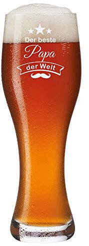 polar-effekt Weizenbierglas Der Beste Papa der Welt mit Gravur Geschenke für Papa 0,5l personalisiert - Weizenglas als Geburtstagsgeschenk für Männer - Geschenk-Idee