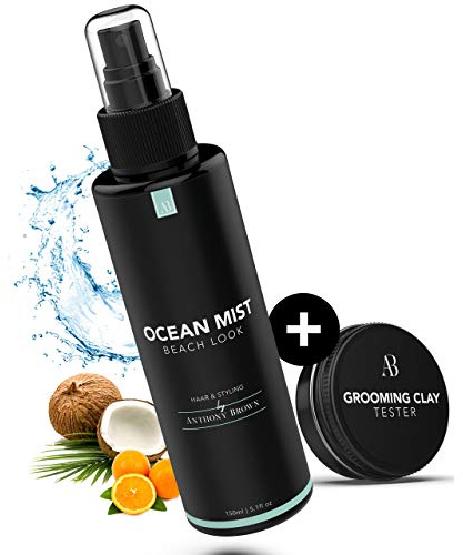 Anthony Brown® Ocean Mist - Sea Salt Spray - mattes Volumenspray für Beach Waves - inkl. Grooming Clay - Parabenfreier Salzspray für Haare