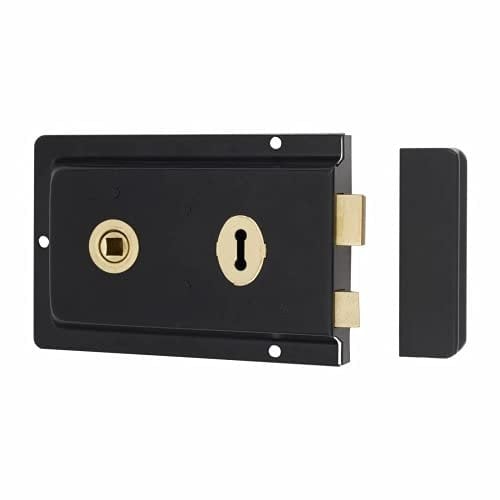 Verrou traditionnel à rebord noir 15,2 x 10,2 cm – Montage en surface – Convient pour les portes intérieures, abris de jardin et portails Infinity Decor®