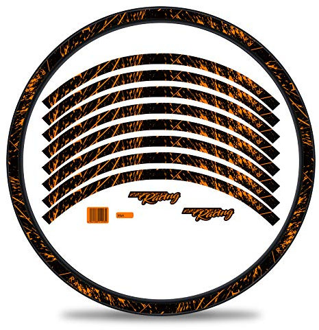 Finest Folia 16-teiliges Set Felgenrandaufkleber Sticker für Fahrrad Felgen im Racing Design Komplett Set für 27 29 für Rennrad Mountainbike MTB Laufrad RX025 (Neon Orange, Matt)