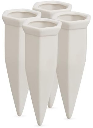 Relaxdays Conos de Riego, Set 4 Picos Riego, Sistema de Riego para Botellas de Plástico 1,5 litros, para Macetas, Blanco