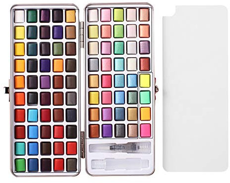 Aquarell-Farbset 90 Farbe Tragbar Lebendige Farben Festes Aquarell-Pigment-Farbset Perfekt für Schüler, Kinder, Anfänger und mehr