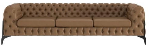Casa Padrino Luxus Chesterfield Leder Sofa Braun/Schwarz 269 x 91 x H. 62 cm - Wohnzimmer Sofa - Chesterfield Wohnzimmer Möbel