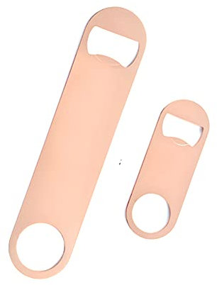 ARFUKA 2pcs Bottle Opener Set, Stainless Steel, Soda & Beer Bottle Opener Keyring, 2 Sizes, Rose Gold, Kitchen Tool, Gift