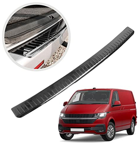 CHROMEMASTER | Ladekantenschutz Stoßstangenschutz | Kompatibel mit VW T6.1 2019-2021; Polierter Edelstahl, Dunkelchrom; Unsere Lackschutzleiste Sichert den Heckstoßfänger vor Kratzern