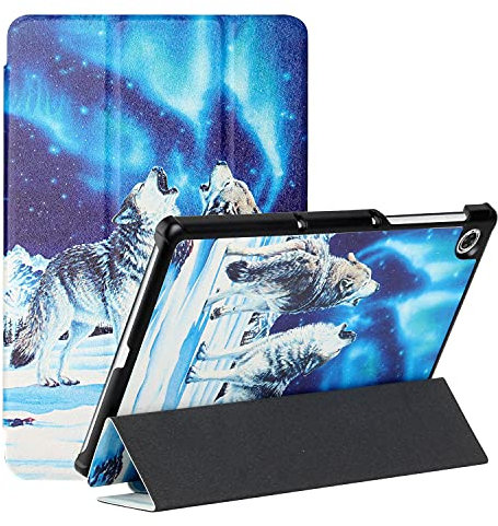 MadBee Tablet Hülle für Lenovo Tab M10 HD (10.1 Inch, 2nd, 2020)/TB-X306F, PU Leder Flip Case Cover Ultra Schlank Superleicht Ständer Schutzhülle mit Standfunktion [Auto Schlaf/Wach] (Wolf#2)