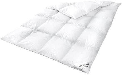 Mayaadi-Home Daunendecke 220x240 cm | 1200g Bettdecke, 70% Gänsedaunen 30% Federn | 100% natürliche Baumwolle | Made in Europe | Steppdecke geeignet für Allergiker | HS92