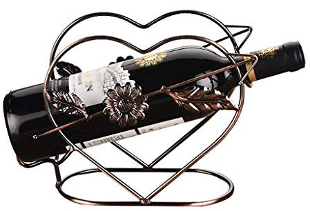 ZAW Weinregal Nordic-Liebes-Herz-Form-Weinregal Eisen-Kunst-Weinlese-Wein-Halter Romantisches Weinständer Hauptdekoration Küche Weinregal Flaschenregal (Color : Bronze)