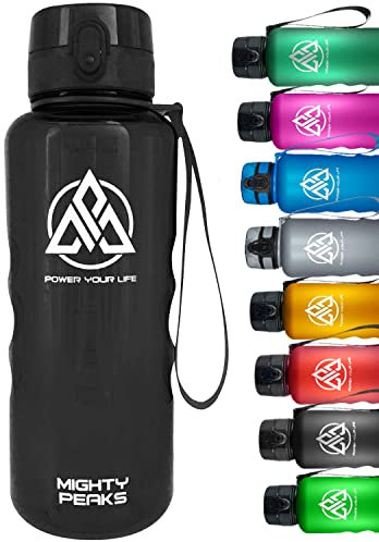 MIGHTY PEAKS Gourde + infuseur à fruits – Léger, stable – Pour boissons gazeuses – Sans BPA – 350ml 500ml 650ml 1l 1,5l – Bouteille d'eau pour le fitness, l'extérieur, le vélo, les enfants anti-fuite