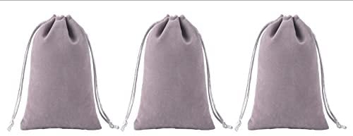 KONMAY 10 Stück Dunkelgrau weicher Samtbeutel Schmuckbeutel mit Kordelzug, 20X25cm Samt Säckchen Hochzeit Party Geschenksäckchen