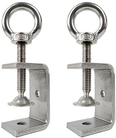 WEIWUXIAN Morsetto a C per Impieghi Gravosi, 2 Pezzi In Acciaio Inox Resistente, 47mm per La Lavorazione Del Legno, per Falegnameria, Saldatura, Armadietti, Argento (con Anello di Sollevamento)