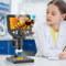 Hlieeosfcn Mikroskop Digital mit 8 LED-Leuchten 4.3-Zoll 2600mAh Akku, USB Microscope Unterstützt 64 GB Speicherkarte, 1080P 1000X HD 16 Sprachen, Digitalmikroskop für Kinder Erwachsene Schullabor
