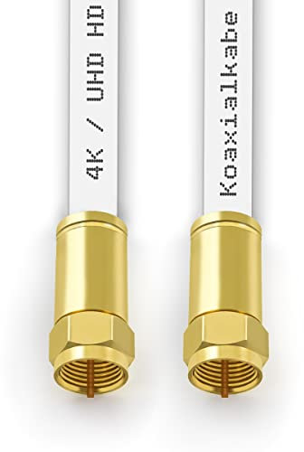Sterndiscount 10m SAT TV Koaxial Kabel 135dB Ultra HD 4K Satellitenkabel 5-Fach Schirmung DVB-S2 DAB vergoldete F-Anschlussstecker für Sat-Anlage, Kabelmodem mit F-Stecker 75Ohm Weiß
