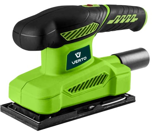 VERTO Exzenterschleifer 150W, 90 x 187 mm Pad; elektrisch; ergonomische Form; rutschfester Griff; Staubabsaugung; Holz, Metall, Kunststoff; 1,28 kg; Schleifpapier und Ersatzbürsten