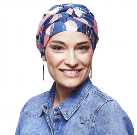 Oncovia Mieux vivre son cancer Foulard Femme Chimio Estelle en Bambou - Celeste