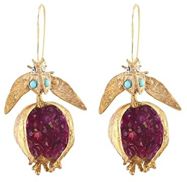 Caritierily Einzigartige Gold Granatapfel Design Ohrringe Baumeln Haken Ohrringe Für Frauen Weibliche Modeschmuck Geschenke Für Sie Ohrringe Pack (Gold, One Size)
