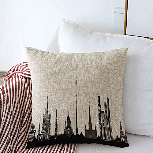 874 Kissenbezug Panorama Moscow Tower Anblick Flat Black Center Ostankino View Cityscape Style Industrial Landmarks Kissenbezüge Stilvolles Kissenhüllen Dekokissen Sofakissen 45x45 cm