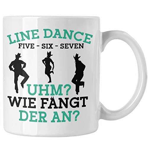 Trendation - Lustige Line Dance Tasse - Tolles Geschenk für Line Dance Enthusiasten (Weiß)