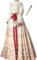 Uplateng Hanfu Cheval Visage Jupe Femmes Chinois Traditionnel Vintage Plis Rouge Bleu Noir Beige Chemise + Jupe Ensembles Grande Taille XL (White With Beige,M)