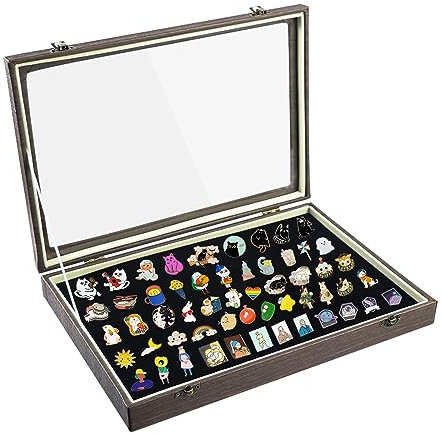 Pin-Vitrine, Brosche Collection Vitrine Mit Clear Window Schmucklade Schmuckkasten Broschen-Sammelvitrine Für Hardrock, Abzeichen Sammlernadeln Und Medaillen (Schwarz)