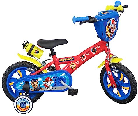 Vélo ATLAS Fahrrad 12 Zoll Paw Patrol mit 2 Bremsen, dekorativer Frontplatte, Schutzblech, Kurbelgehäuse und Stabilisatoren