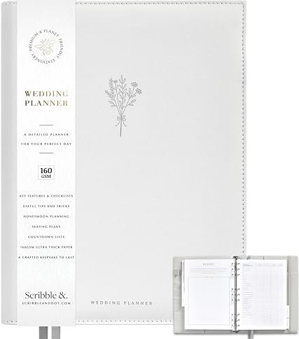 Scribble & Dot™ The Elegant Wedding Planner Binder and Organiser for the Bride | Tissue Wrapped in a Gift Box | Thick Pages, Cushioned Cover | Every Wedding Step. Effortlessly Handled.