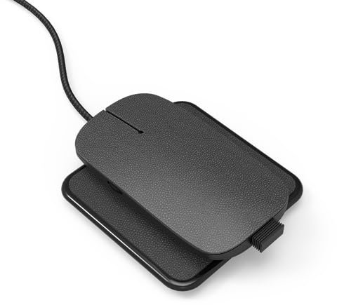 Xoopar Ine Pokket Souris en Cuir Recyclé, Design, sans Fil & sans Piles Version Premium pour PC, Mac, Laptop, 2,4 GHz avec Mini-récepteur USB (Noir)