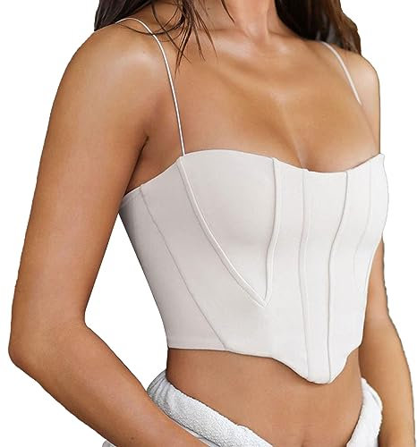 BKEPDY Canotta Donna Estiva Crop Top Sexy Senza Maniche con Scollo Quadrato Canottiera Corto Parte Superiore della Canotta Tank Top Casual Elegante Sottili Shirt