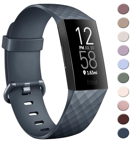 AK Sportarmband, kompatibel mit Fitbit Charge 4, für Damen und Herren, weiches Silikon, verstellbare Ersatzbänder für Fitbit Charge 4 / Fitbit Charge 3 / Charge 4 SE / Charge 3 SE (Rockblau, Größe L)