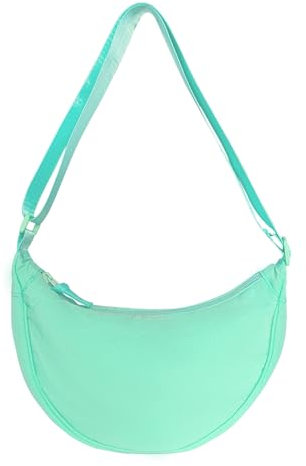 GoPaw Damen Halbmond Crossbody Schultertasche, Hobo Halfmoon Bag, Nylon Crossbody Bag Damen Halbmond Schultertasche mit verstellbarer Schultergurt, Einfarbige(Mintgrün)