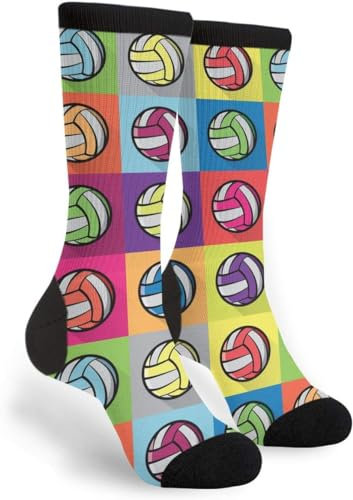Wpamlrta Cool Socks Herren Damen Crew Socken Lustige Crazy Neuheit Socken, Volleyball, One size