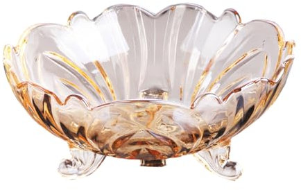 Guangcailun Reliable And Easy To Clean Creative Household Coffee Table Candy Pot Wide Applications Glass Crystal Glass Fruit Bowl, Amber