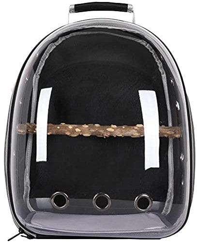 Vogelträger-Rucksack, Haustier-Reiseträger mit Stehender Sitzstange, Vogelträger-Rucksack, Atmungsaktive Tasche Papageien, Leichter Reisekäfig, Raumkapsel, Transparenter (C)