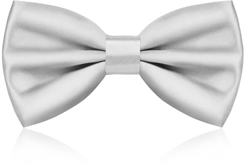 URAQT Fliege Herren, Klassische Einfarbig Fliegen für Männer, Schmale Smoking Fliege Schleife mit Haken, Einstellbar Bow Tie für Hochzeit Party(Hellgraue)