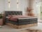 MKS MEBLE King Boxspringbett 200x200 Mit Bettkasten Eiche, Polsterbett Mit Matratze H3, Kopfteil Und Holzrahmen in Wotan Eiche - Dunkelgrau Velvet - Veneto King