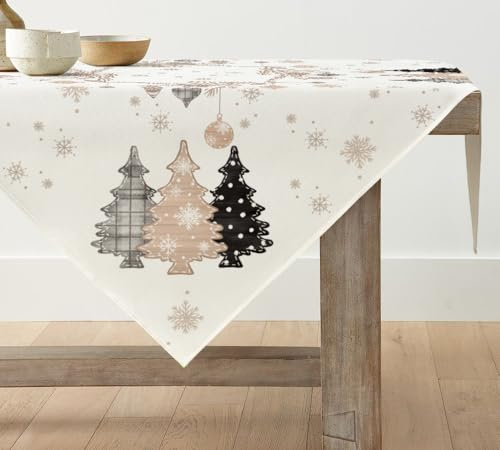 Artoid Mode Rosa Kiefern Bäume Weihnachten Tischdecke, Tischwäsche Winter Küche Tisch Dekoration Drinnen Urlaub Party Dekor 85x85 cm