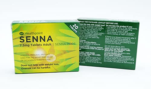 HP Senna Herbal Laxative Tablets 20's 7.5mg Natural and Gentle Constipation Relief for Adults - 1 Pack of 20 Tablets