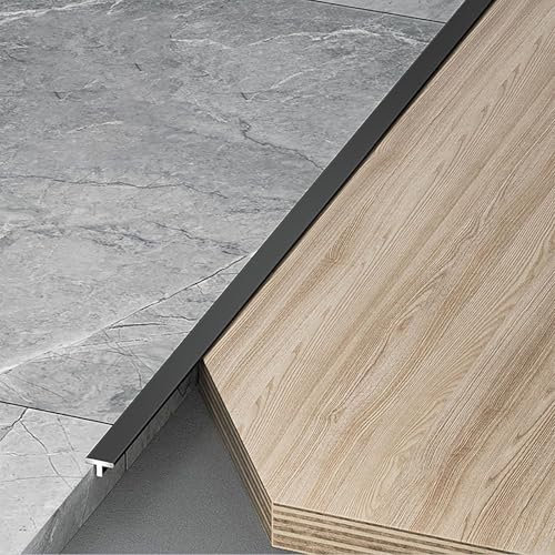 Raouoae Übergangsprofil 3 Stück 100cm T-Profil Übergangsschiene Boden/Teppich Laminat Übergangsleiste Flach Ausgleichsprofil Nahtdeckprofil Für Verbinden Von Bodenspalten(Schwarz,Breite: 4mm)