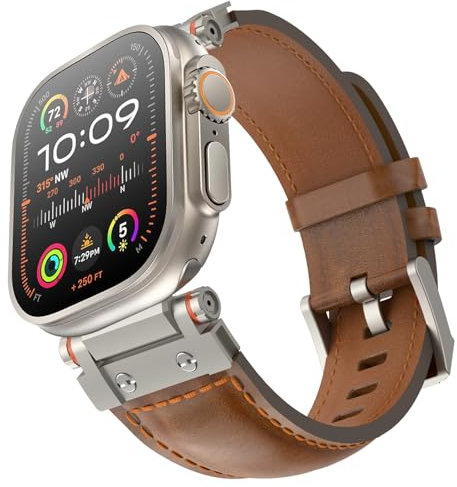 Cinturino per Apple Watch Ultra 2 49mm, Cinturino in Pelle per Apple Watch Ultra 2/Ultra 49mm 46mm 45mm 44mm 42mm iWatch Serie 10/9/8/7/6/5/4/3/Serie SE/(SE 2)