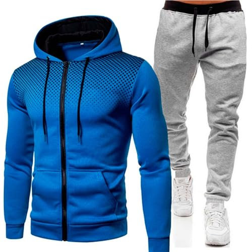 Herren Trainingsanzug, Polyester/100%, Blue, L, 5XL, Einfarbig, Hoodie, T-Shirt Ärmel, Für Erwachsene Männer, Herrenmode, Männer, Trainingsanzug, Anzug