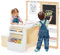 COSTWAY 6 in 1 Kinder Staffelei Set, Standtafel aus Holz mit doppelseitiger Kreidetafel & Whiteboard & Papierrolle, Kindertafel höhenverstellbar mit Bank, Ablagen für Kinder ab 3 Jahren (Weiß)